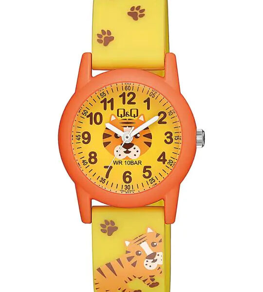 Q&Q Yellow Παιδικό Αναλογικό Ρολόι Tiger V22A-016VY
