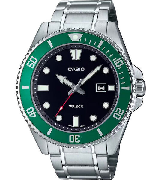 Casio Ρολόι Μπαταρίας με Ασημί Μεταλλικό Μπρασελέ  MDV-107D-3A