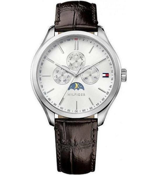 Tommy Hilfiger Ανδρικό Ρολόι  Μπαταρίας με Καφέ Δέρμα  Λουράκι 1791304