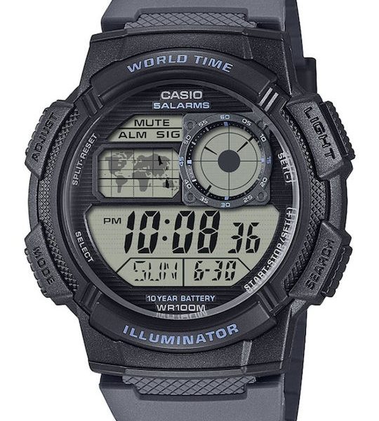 Casio Ψηφιακό Ανδρικό Ρολόι Μπαταρίας με Γκρι Καουτσούκ Λουράκι AE-1000W-8AVEF