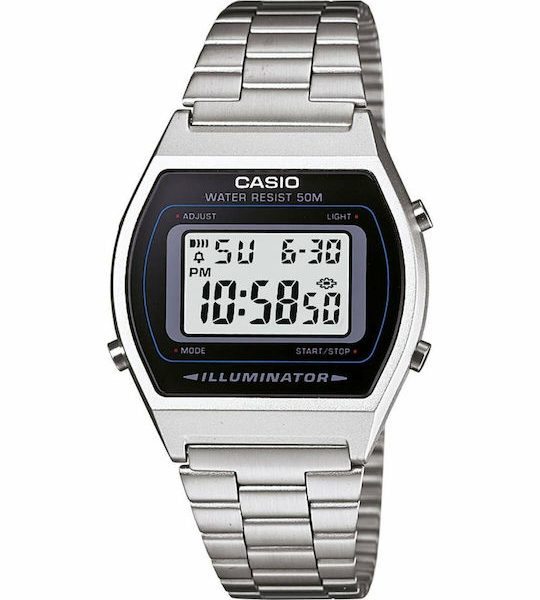 Casio Vintage Ψηφιακό  Αντρικό Ρολόι Με Μεταλλικό Μπρασελέ B640WD-1A