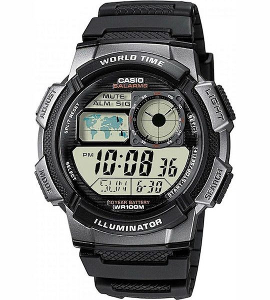 Casio  Ψηφιακό Ρολόι Αυτόματο με Μαύρο Καουτσούκ Λουράκι AE-1000W-1BVEF