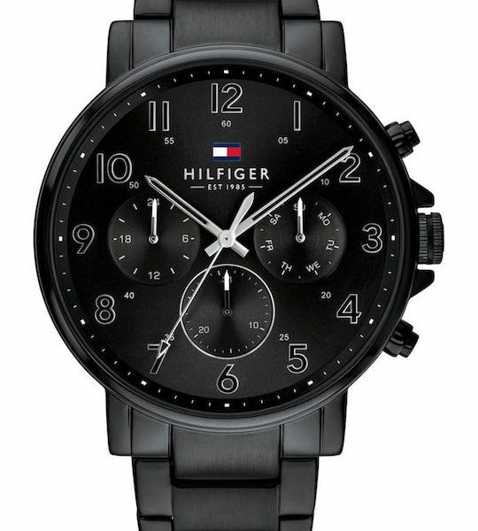 Tommy Hilfiger Αντρίκο Ρολόι Χρονογράφος Με Μαύρο Μεταλλικό 1710383