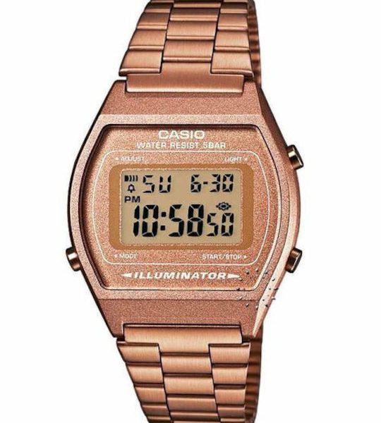 Casio Vintage Γυναικείο   Αντρικό Ρολόι Με Μεταλλικό Μπρασελέ B640WC-5A