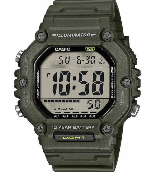 Casio  Αντρικό Ρολοί Ψηφιακό Με Μετταλικό Μπρασελέ AE-1600HX-3A