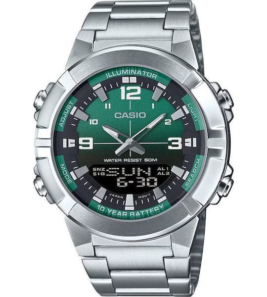 Casio  Αντρικό Ρολοί  Με Μετταλικό Μπρασελέ AMW-870DA-3AV
