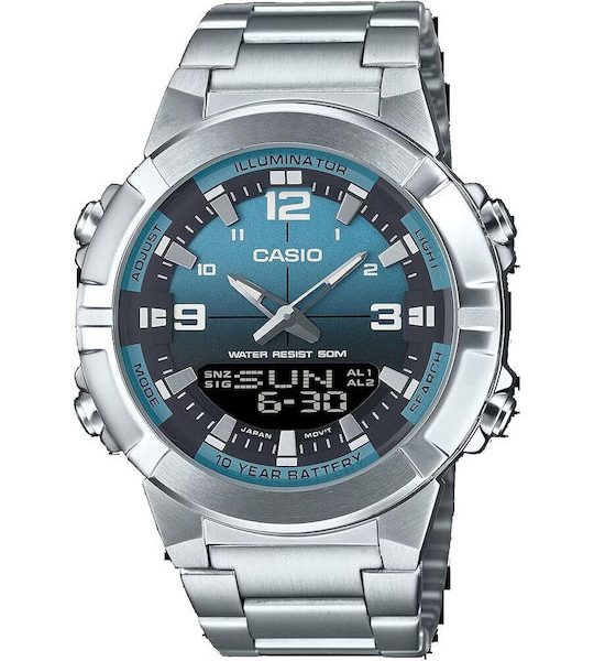 Casio  Αντρικό Ρολοί Με Μετταλικό Μπρασελέ AMW-870DA-2A2
